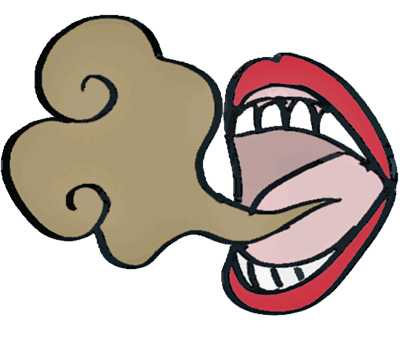 歯周病、歯槽膿漏の強い口臭の様子